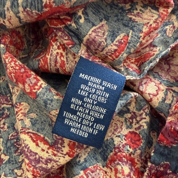 Chaps Denim multi floral print cotton v neck blouse - Picture 7 of 12